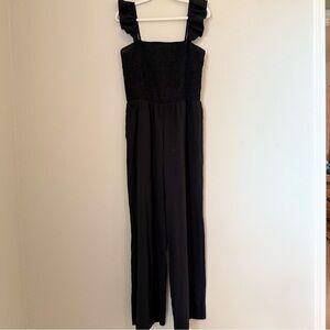 Blenclot Women’s Ruffle Spaghetti Straps High Waisted Black Jumpsuit Romper XL